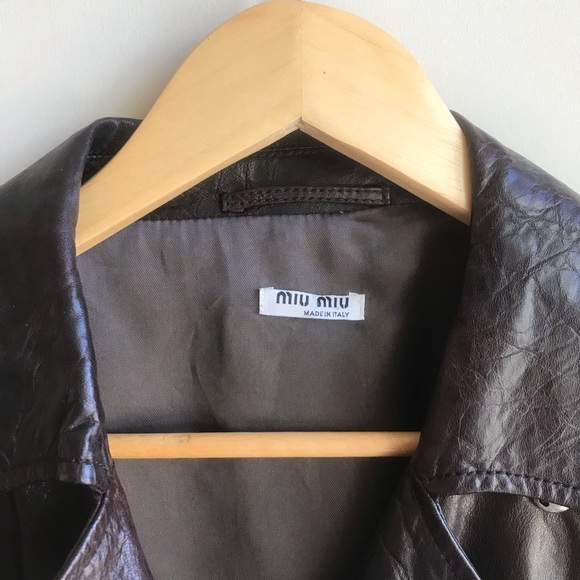 Miu miu dark brown leather fall trench coat 40 - Picture 2 of 5